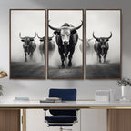 Texas Longhorn Wall Art Canvas Print, Framed Speckled Cow