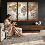 Vibrant Watercolor World Map Canvas Wall Art | Framed Travel Map