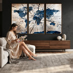 Rustic World Map Canvas Print | Framed Wall Art for Couples