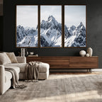 Snowy Mountain Range Canvas Print, Alpine Peaks Landscape Wall Art