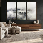 Foggy Forest Wall Art Canvas Print, Misty Pine Tree Landscape