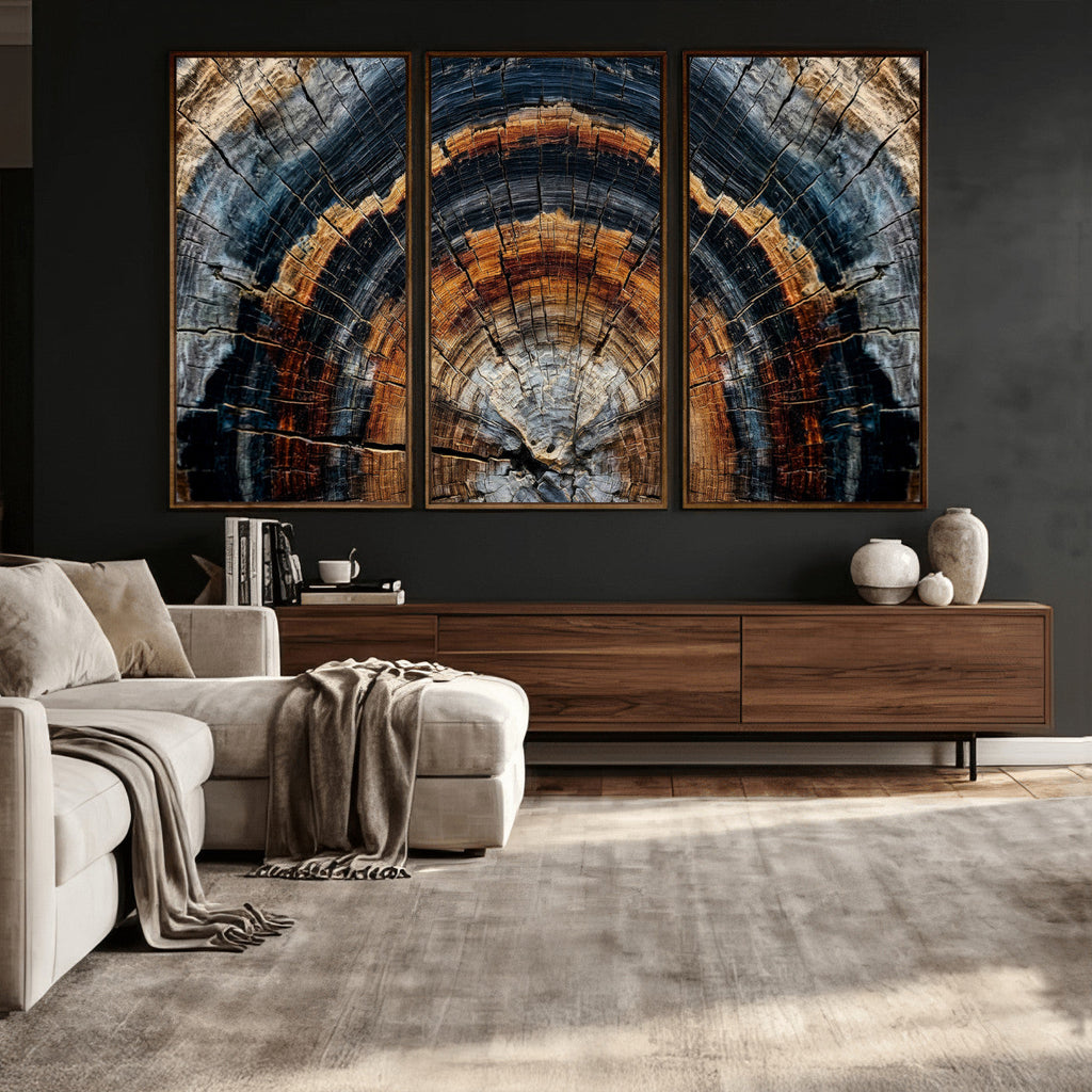 Abstract Wood Grain Canvas Print, Tree Ring Pattern Wall Art, Extra Large Living Room Wall Decor