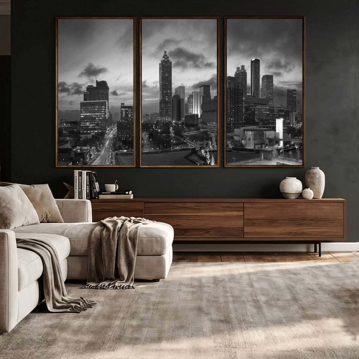 Atlanta Skyline Wall Art Canvas Print, Atlanta Downtown Night Cityscape