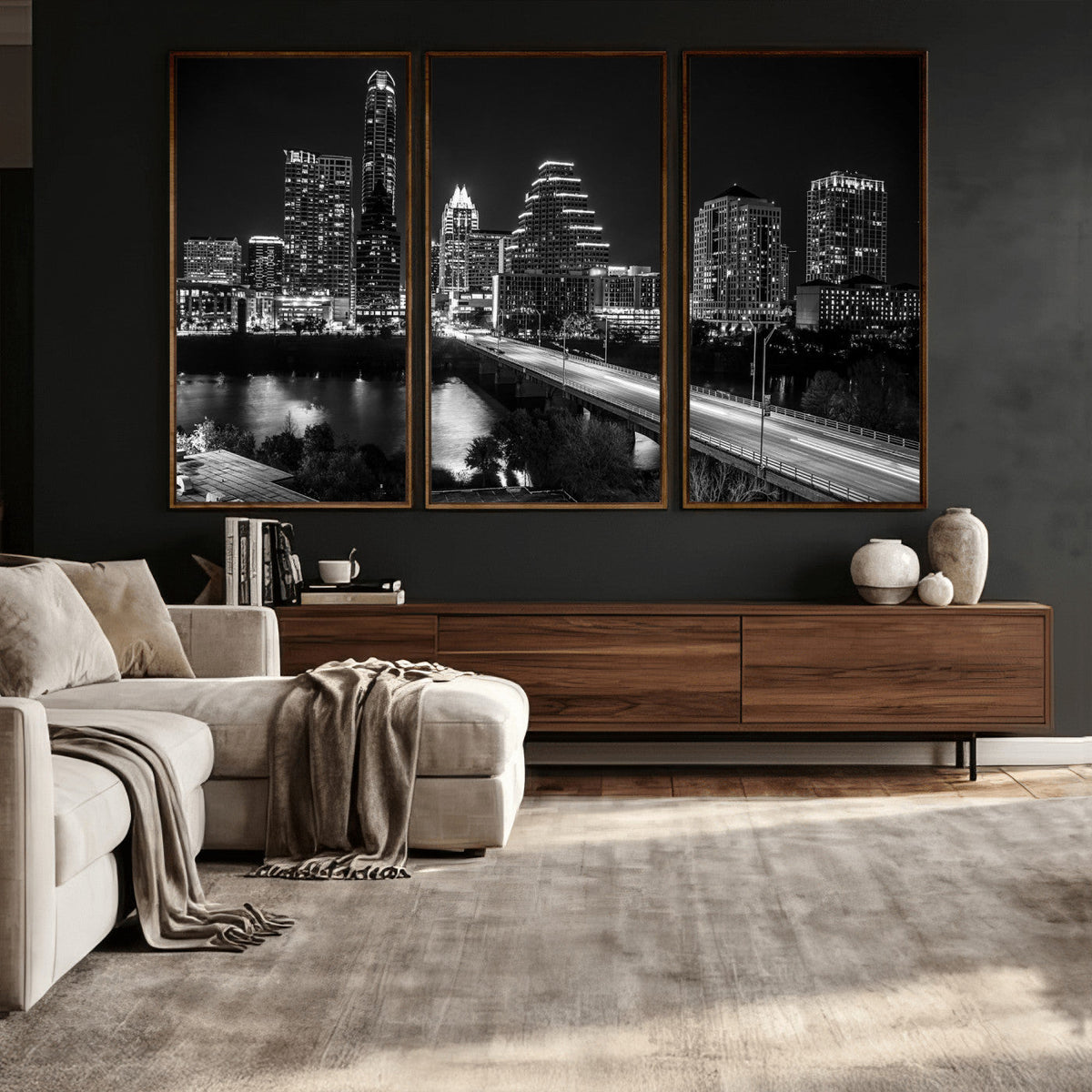 Austin Skyline Wall Art Canvas Print, Austin Downtown Night Cityscape