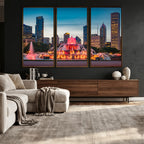 Chicago Wall Art Canvas Print - Chicago City Downtown Night Cityscape