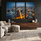 Chicago Wall Art Canvas Print - Chicago City Downtown Night Cityscape