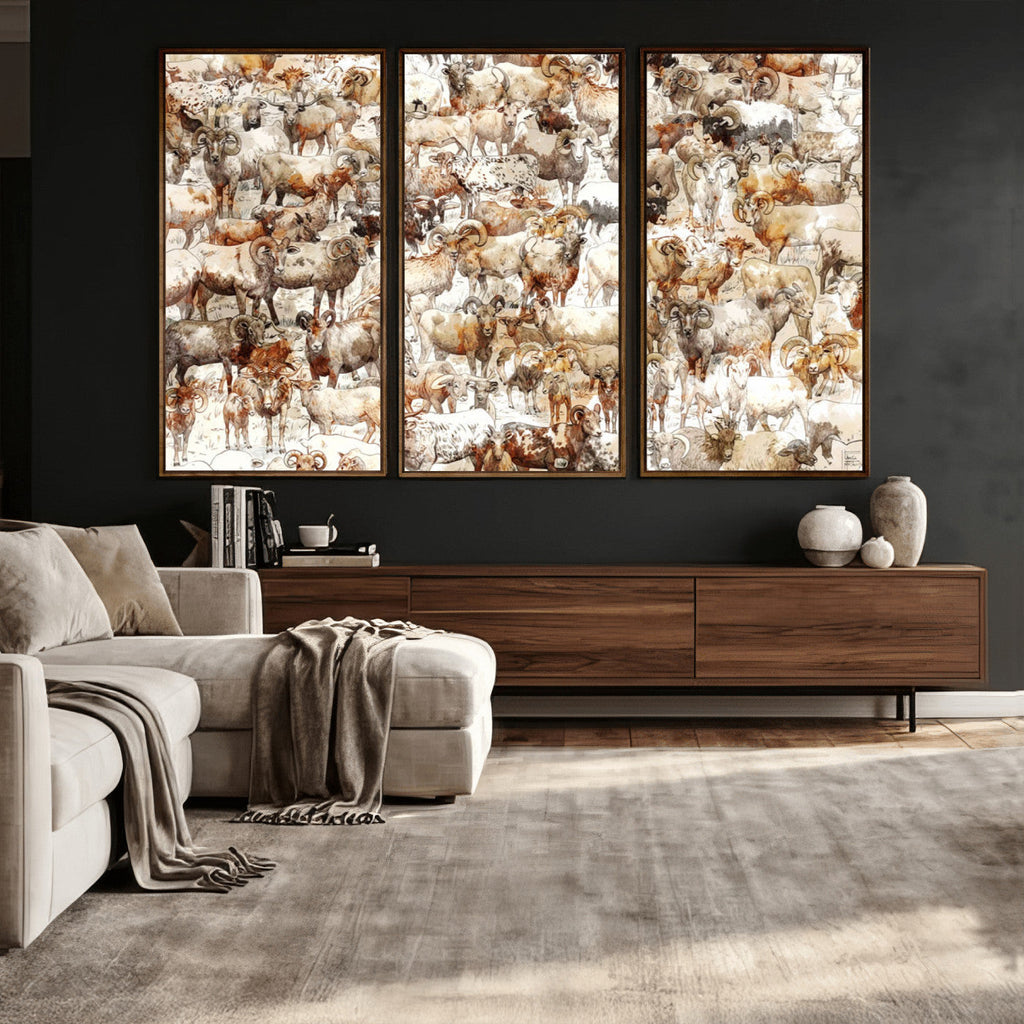 Farmhouse Bighorn Sheep Wall Art Canvas Print
