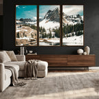 Snowy Mountain Wall Art Canvas Print, Alpine Pine Forest