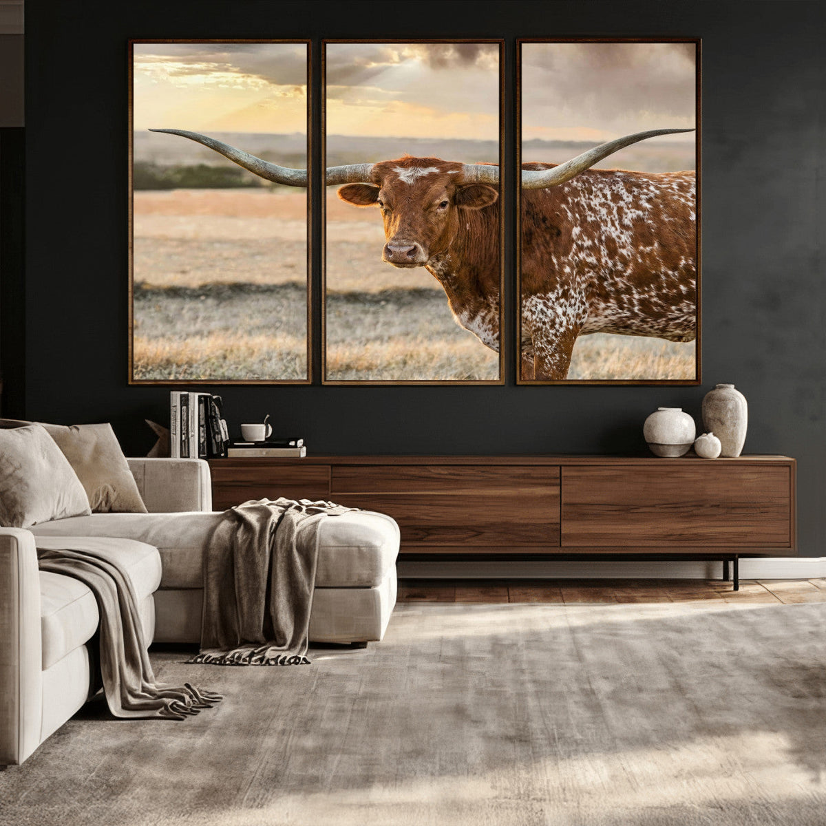 Texas Longhorn Wall Art Canvas Print, Western Ranch Bull Photography
