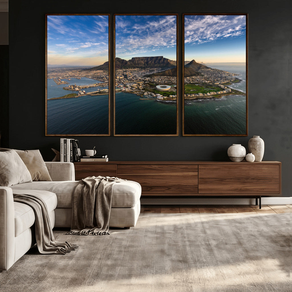 Cape Town Wall Art Canvas Print | Table Mountain Coastal Skyline Panorama