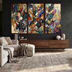 Geometric Abstract Wall Art Canvas Print, Orange Blue
