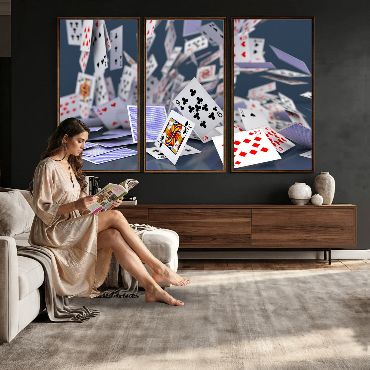 Playing Cards Canvas Wall Art | Casino Game Room Decor
