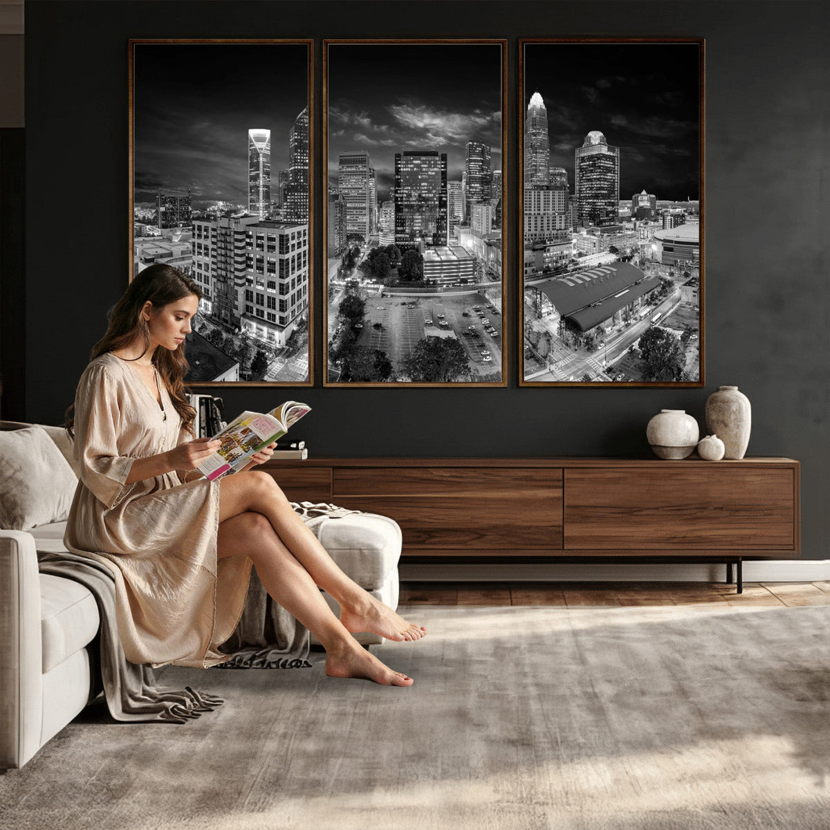 Charlotte Skyline Canvas Wall Art Print | North Carolina Cityscape
