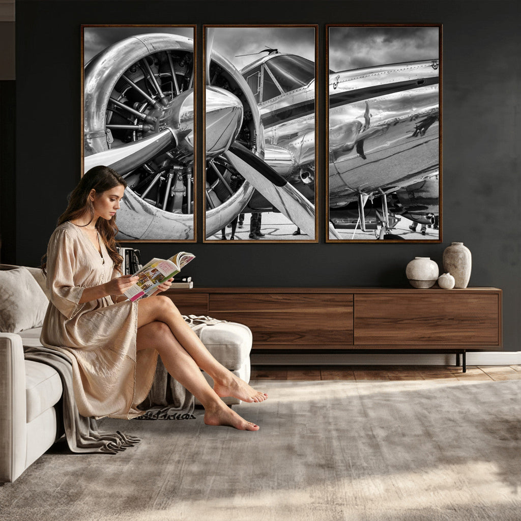 Vintage Antique Airplane Wall Art Canvas Print