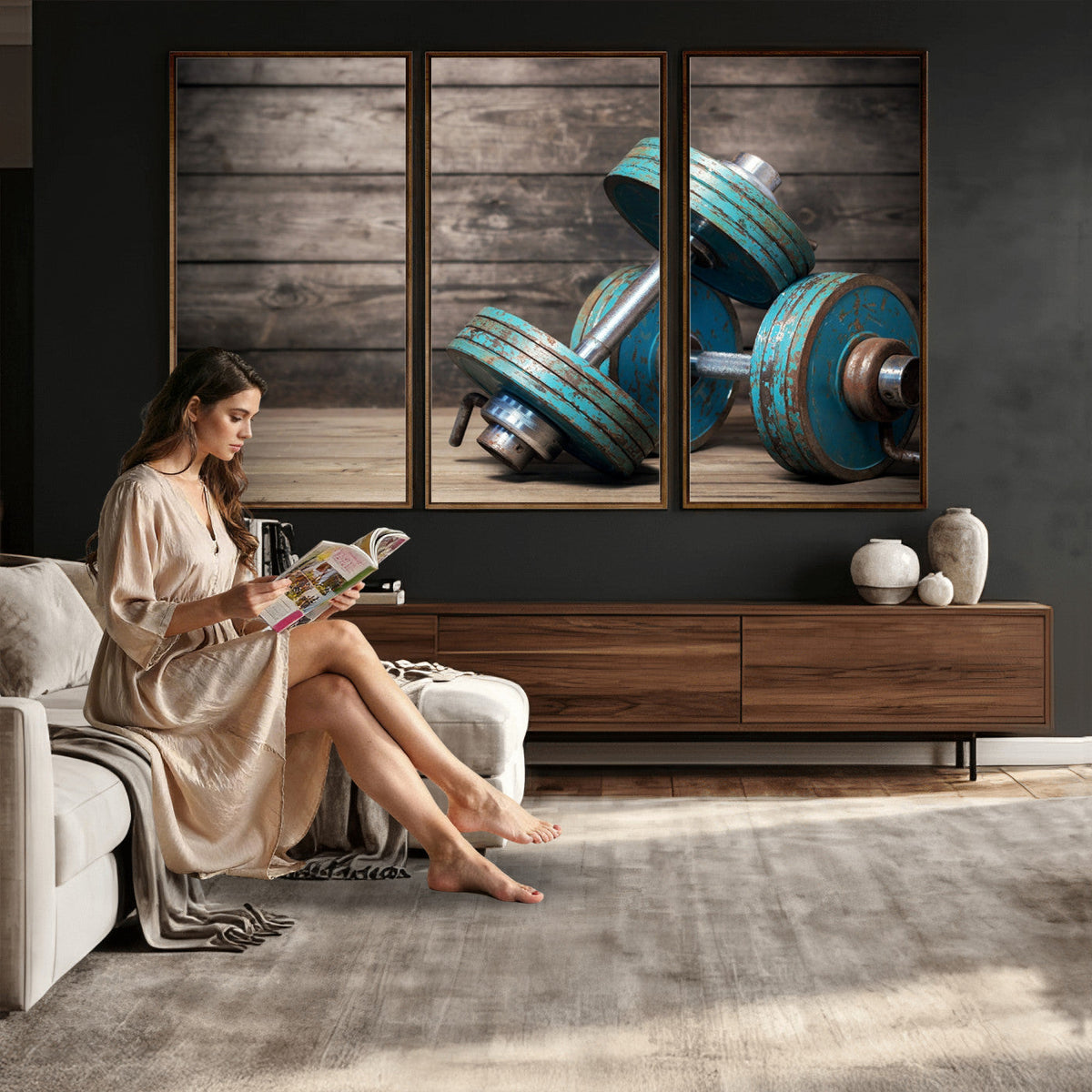Dumbbell and Sport Wall Art Canvas Print