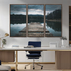 Wooden Bridge Near Lake Wall Art Canvas Print