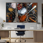 Spices and Seasonings Canvas Wall Art | Colorful Triptych Kitchen Decor