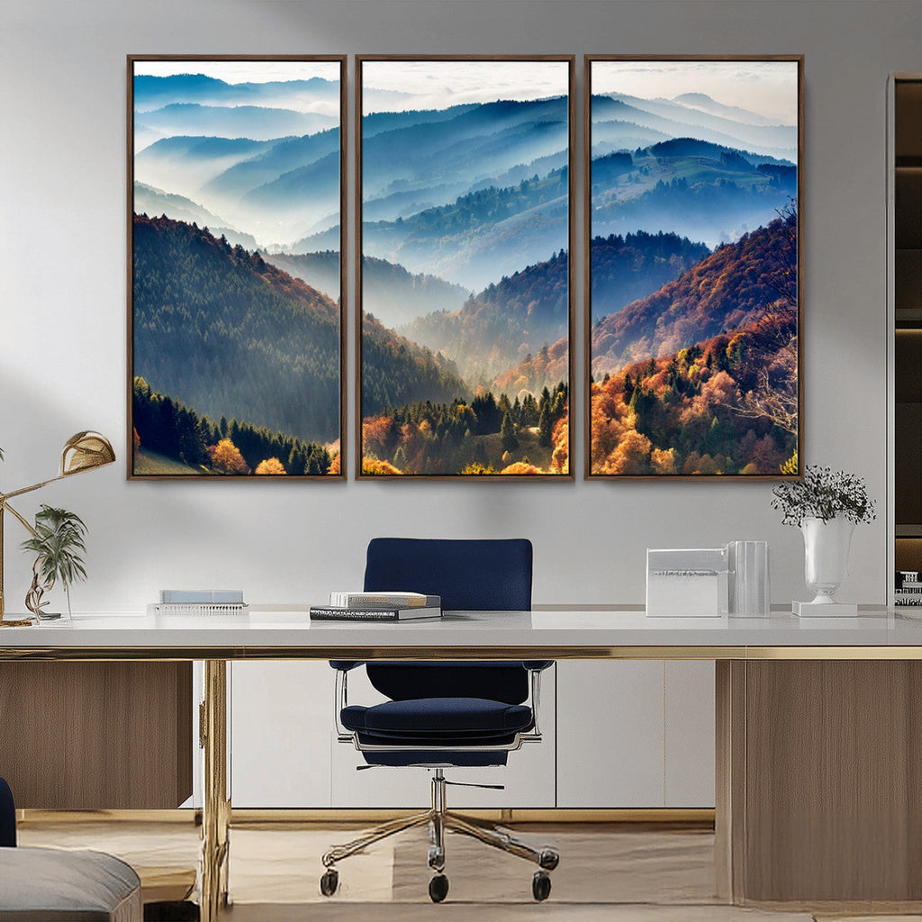 Mountains Forest Autumn Wall Art Canvas Print