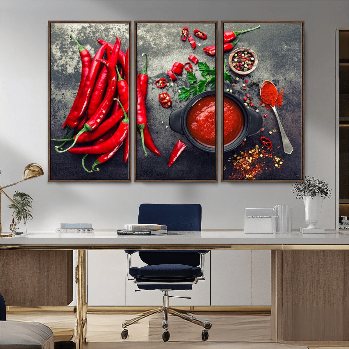 Red Chili Peppers Wall Art Kitchen Artwork Canvas Print