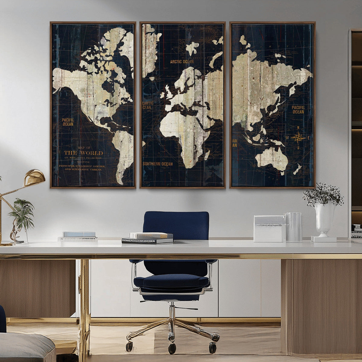Antique Old World Map Wall Art Canvas Print