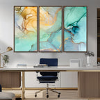 Green Marble Fluid Effect Abstract Canvas Wall Art Print