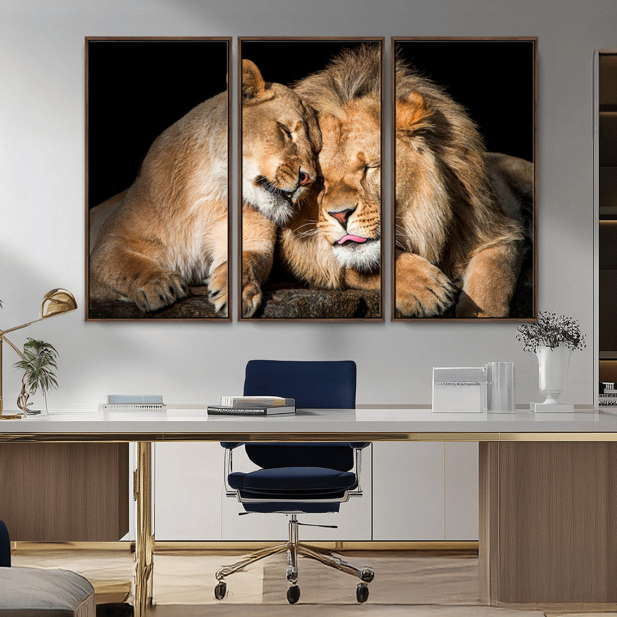 Lion and Lioness Wall Art Canvas Print | African Wildlife Animal Art