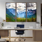 Yosemite Park Half Dome 3 Panel Canvas Print | Large Giclée Landscape Wall Art