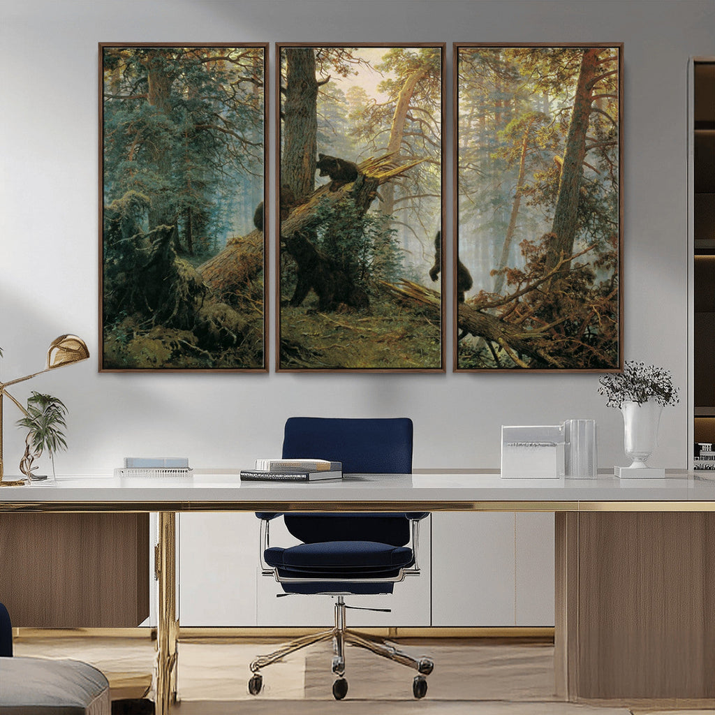 Baby Bears in Forest Wall Art Canvas Print
