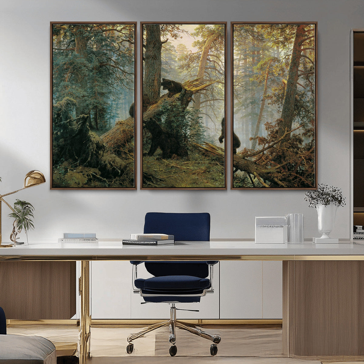 Baby Bears in Forest Wall Art Canvas Print