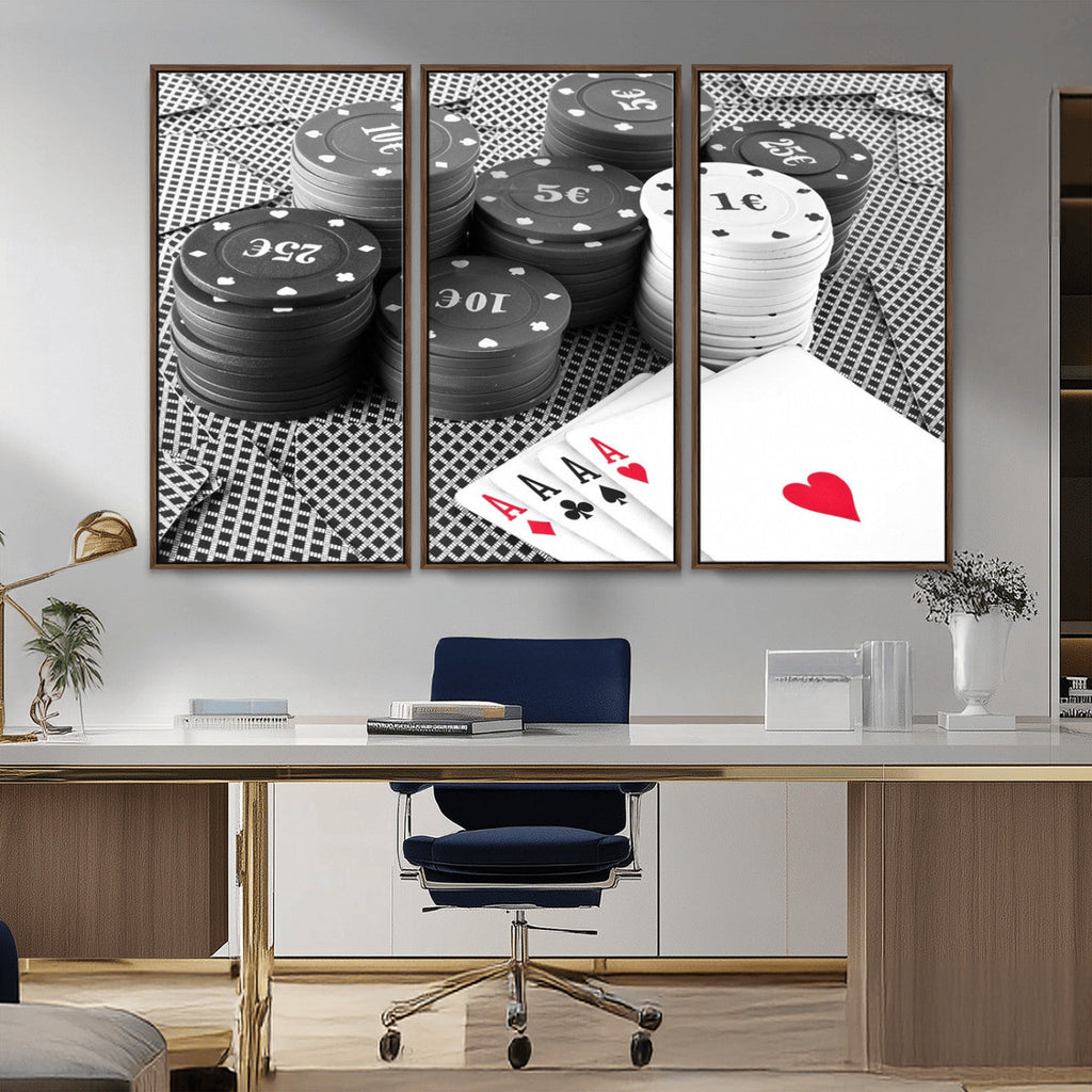 Poker Game Cards Wall Art Canvas, Multi Panel Wall Art