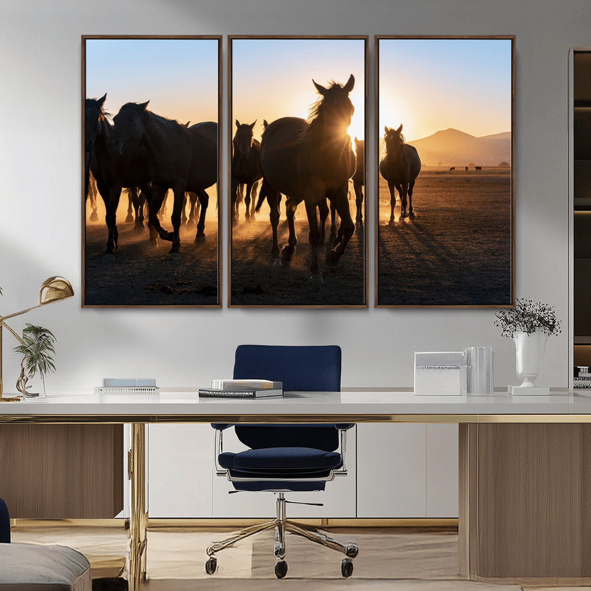 Horse Herd Wall Art Animal Canvas Print