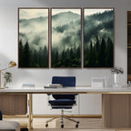 Captivating Misty Forest Wall Art Premium Canvas Print, A Foggy and Serene Atmosphere