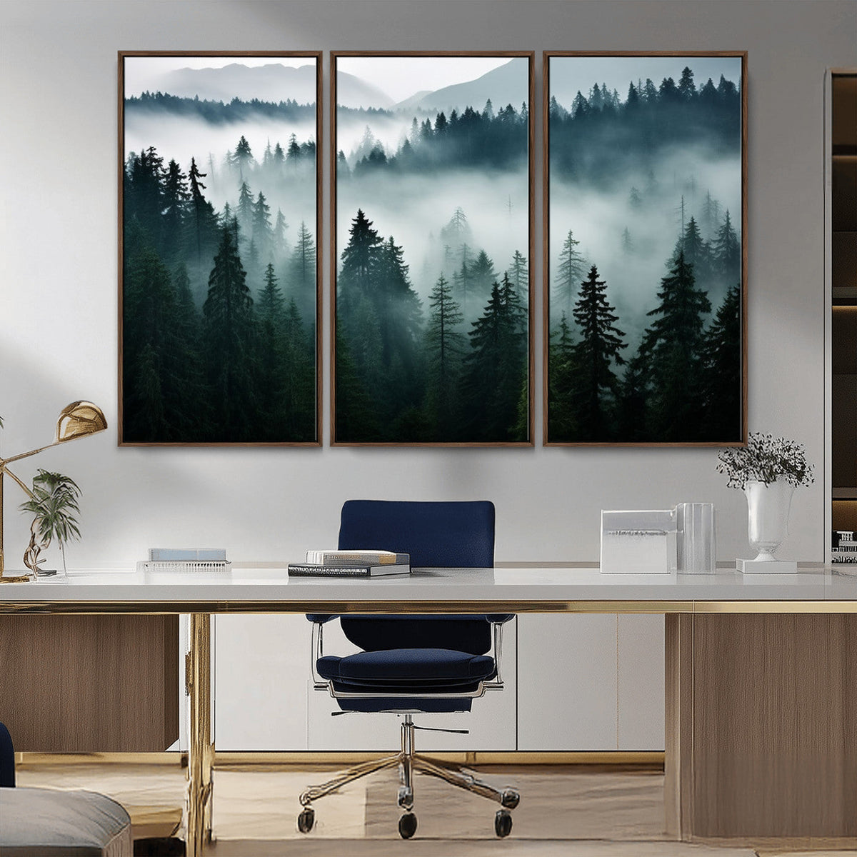 Captivating Misty Forest Wall Art Canvas, Premium Canvas Print of a Foggy and Serene Atmosphere