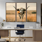 Texas Cow Wall Art Canvas Print for Farm House Wall Decor