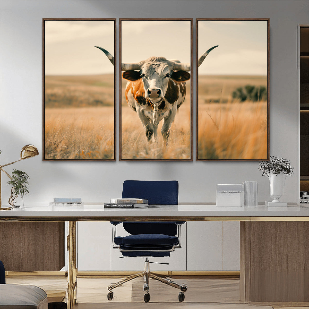 Texas Cow Wall Art Canvas Print for Farm House Wall Decor