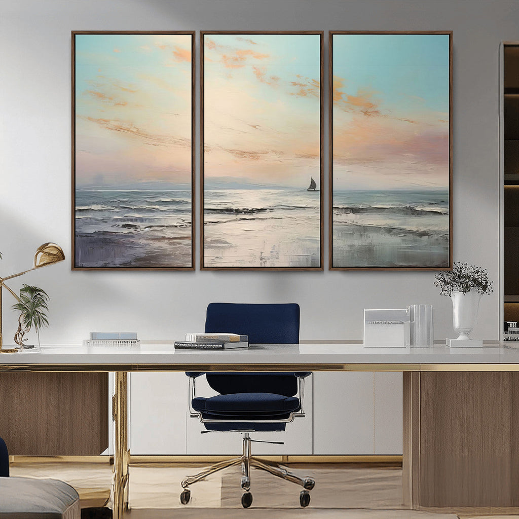 Abstract Ocean Wall Art, Boat Wall Art Canvas Print
