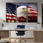 American Flag Eagle Symbol Wall Art Canvas Print, Patriotic American Flag Eagle Wall Art