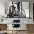 Black and White Horse Winter Wall Art, Ready to Hang