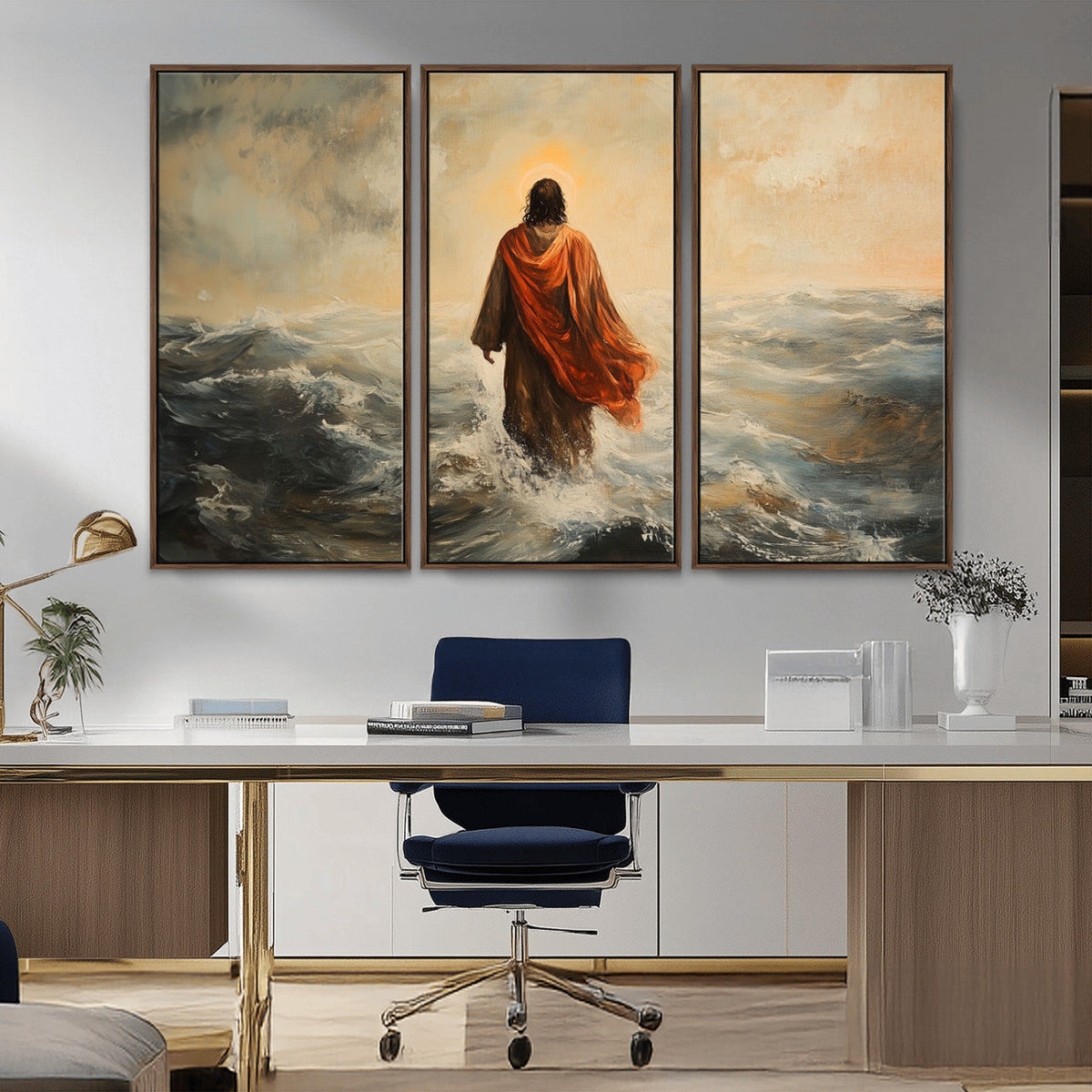 Jesus Walking on Water, Christian Wall Art, Jesus Christ Oil Painting Style Print