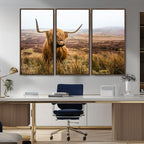 Scottish Highland Cow Canvas Wall Art, Rustic Farmhouse Decor