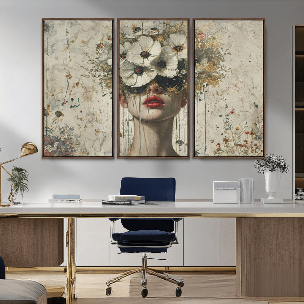 Abstract Floral Women Pastel Wall Art Canvas Print