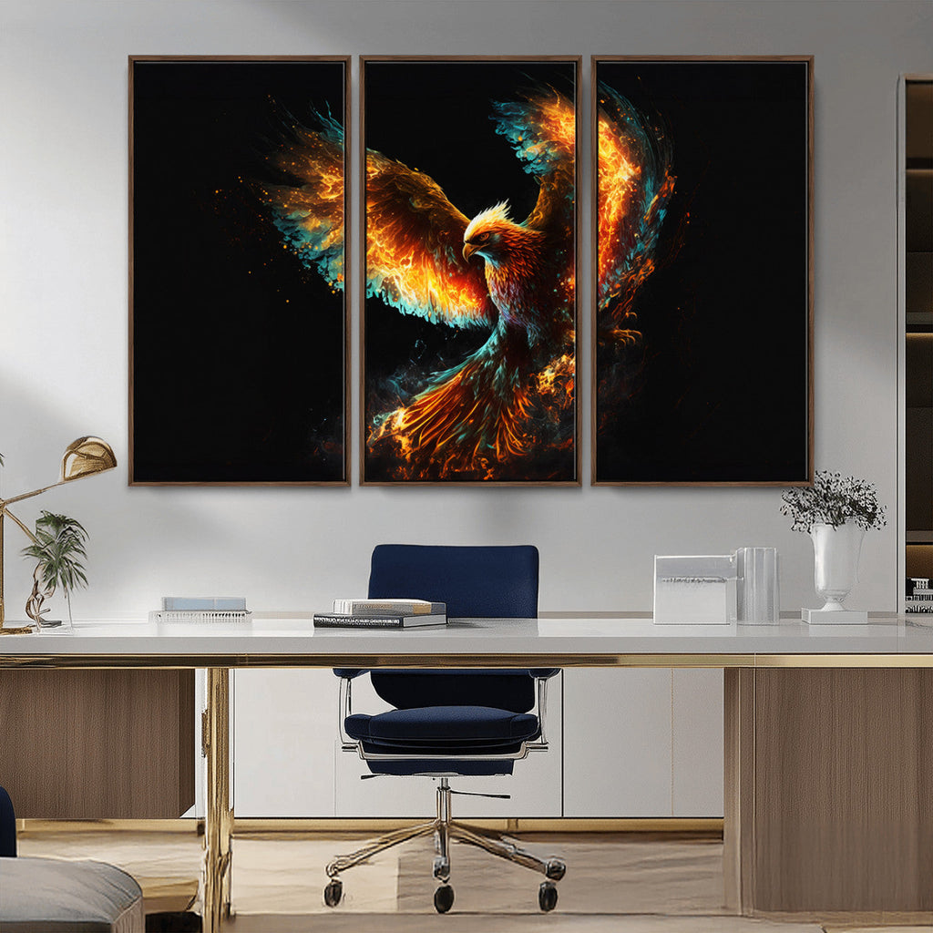 Fiery Phoenix Canvas Print | Ready to Hang Wall Art | Bold Fantasy Decor