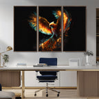Fiery Phoenix Canvas Print | Ready to Hang Wall Art | Bold Fantasy Decor