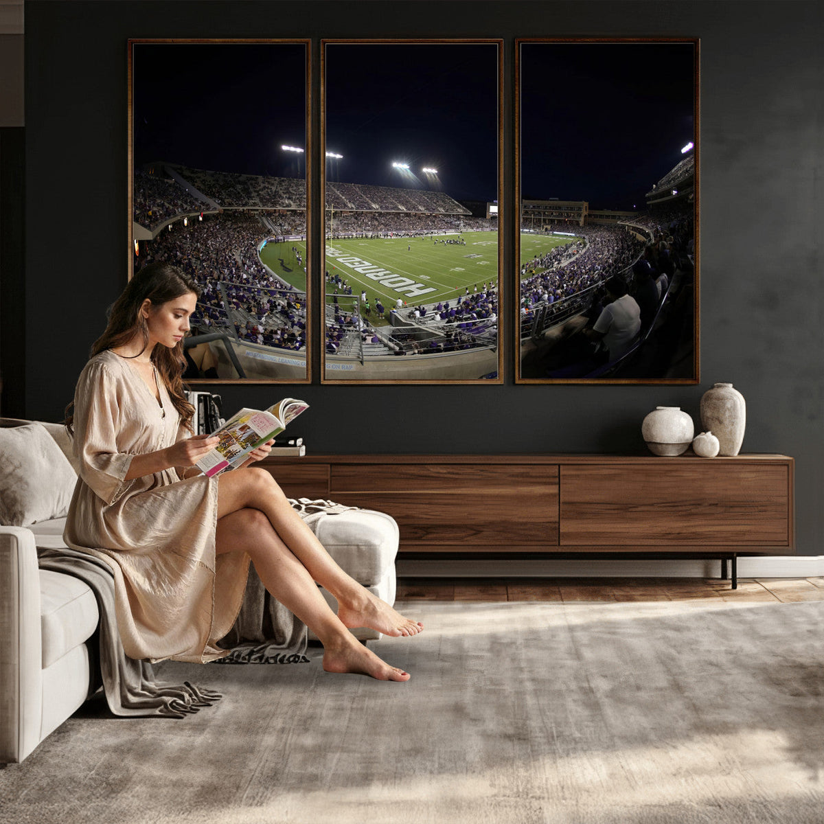 TCU Horned Frogs Football Team Print, Fort Worth Amon G. Carter Stadium
