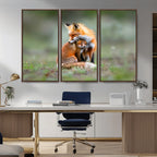 Heartwarming Fox and Baby Cub Wall Art | Canvas Print of Foxes in Nature