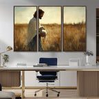 Jesus the Good Shepherd Wall Art Canvas Print, Inspirational Christian Religious Print for Prayer Room
