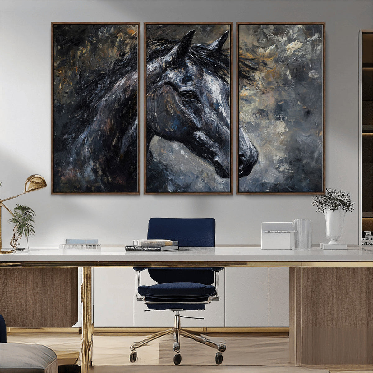 Large Abstract Horse Wall Art Canvas Print, Farmhouse Wall Art