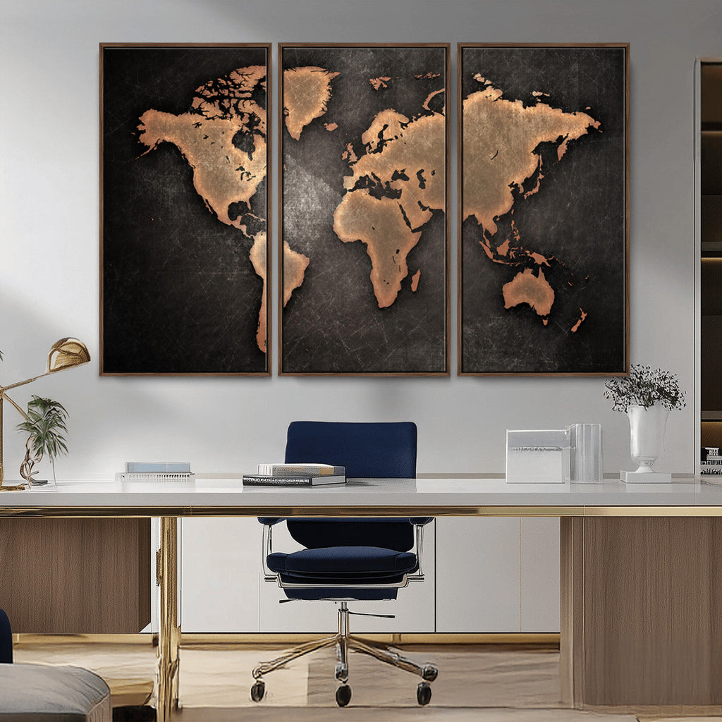 World Map Canvas Print | Framed Travel Map Wall Art for Couples