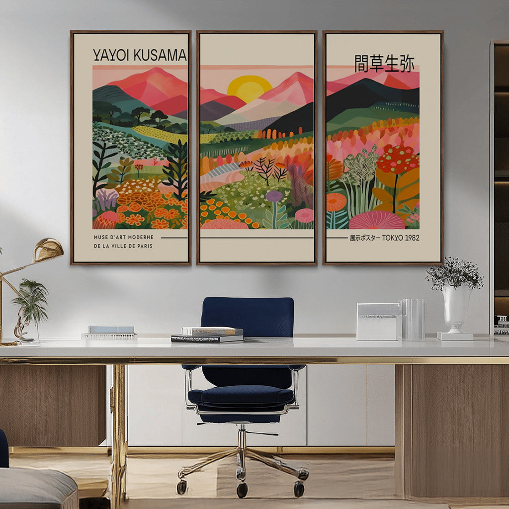 Yayoi Kusama 1986 Wall Art Print, Wabi Sabi Japanese Vibrant Abstract Landscape Canvas