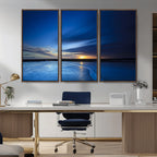 Blue Sunset Ocean Canvas Wall Art Print | Serene Coastal Horizon